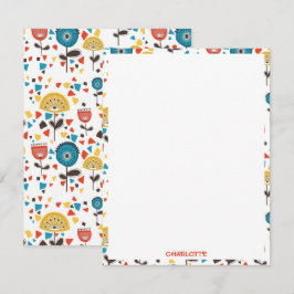 中世紀の花モダンカラフル柄 ノートカード