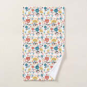 中世紀の花モダンカラフル柄 バスタオルセット (ハンドタオル)