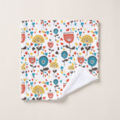 中世紀の花モダンカラフル柄 バスタオルセット (ウォッシュタオル)