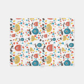 中世紀の花モダンカラフル柄 フリースブランケット (正面(横))