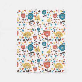 中世紀の花モダンカラフル柄 フリースブランケット