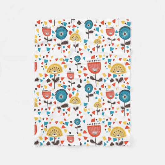 中世紀の花モダンカラフル柄 フリースブランケット (正面)
