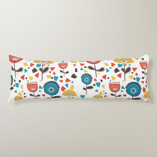 中世紀の花モダンカラフル柄 ボディピロー (正面)