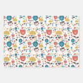 中世紀の花モダンカラフル柄 ラッピングペーパーシート (正面3)