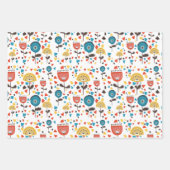 中世紀の花モダンカラフル柄 ラッピングペーパーシート (正面2)