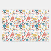 中世紀の花モダンカラフル柄 ラッピングペーパーシート (正面)