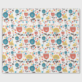 中世紀の花モダンカラフル柄 ラッピングペーパー (フラット)