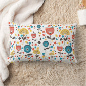 中世紀の花モダンカラフル柄 ランバークッション (ブランケット)