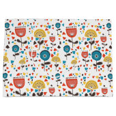 中世紀の花モダンカラフル柄 ラージペーパーバッグ (正面)