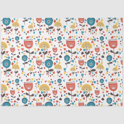 中世紀の花モダンカラフル柄 薄葉紙 (正面)