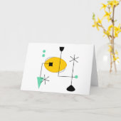 中世紀の青いモダン黄色のレトシンプルロ カード (黄色い花)