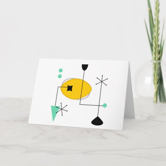 中世紀の青いモダン黄色のレトシンプルロ カード (正面)