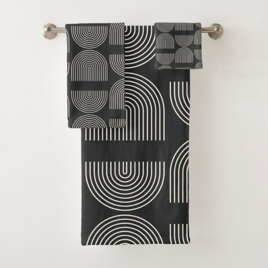 中世紀エレガントのアモダンーチライン白黒 バスタオルセット (インサイチュ)