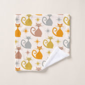 中世紀カラフルのスターバスト猫 バスタオルセット (ウォッシュタオル)