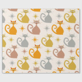 中世紀カラフルのスターバスト猫 ラッピングペーパー (フラット)