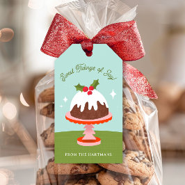 中世紀カラフルのプラムプリンのクリスマスケーキ ギフトタグ