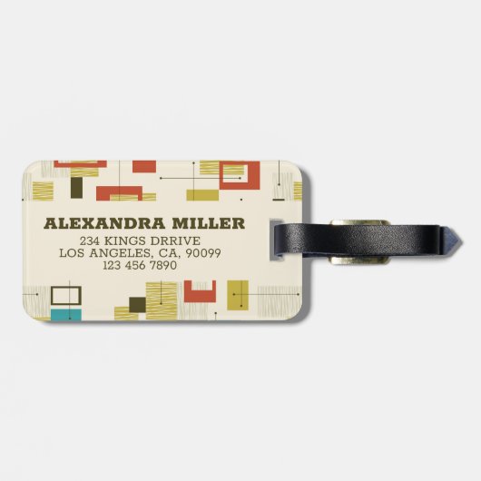 中世紀カラフルのレトロ幾何学模様 ラゲッジタグ (裏面横)