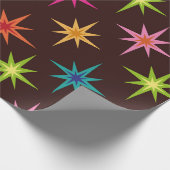 中世紀カラフルの原ファンキー子スターバスト ラッピングペーパー (角)