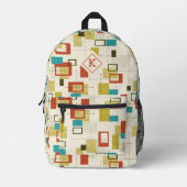 中世紀カラフル幾何学模様モノグラム プリントバックパック (正面)