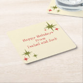 中世紀パーソナライズされたレトロミニマリスト スクエアペーパーコースター (アングル)