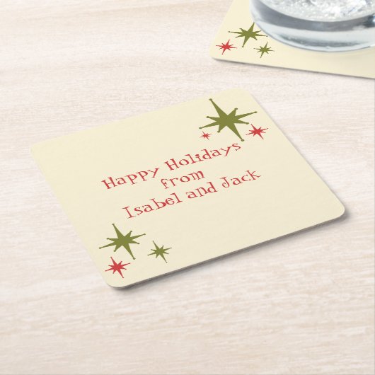 中世紀パーソナライズされたレトロミニマリスト スクエアペーパーコースター (アングル)