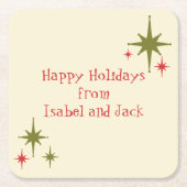 中世紀パーソナライズされたレトロミニマリスト スクエアペーパーコースター (正面)