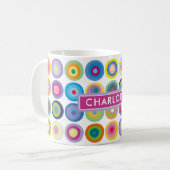 中世紀パーソナライズされた円パタカラフルーン コーヒーマグカップ (正面左)