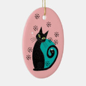 中世紀パーソナライズされた原子猫クリスマス セラミックオーナメント (右)