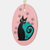 中世紀パーソナライズされた原子猫クリスマス セラミックオーナメント (左)