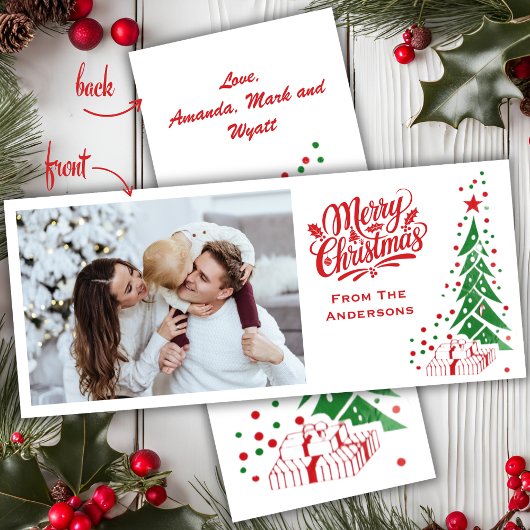 中世紀ファッションドの古い写真カスタムクリスマス シーズンカード