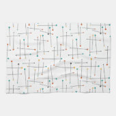 中世紀ファンキーの線とドットのパターン キッチンタオル (横)