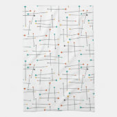 中世紀ファンキーの線とドットのパターン キッチンタオル (縦)