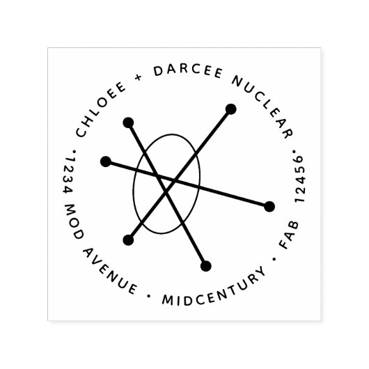 中世紀ミニマモダンリスト原子核原子 セルフインキングスタンプ (デザイン)