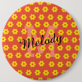 中世紀モダンかわいいレトロフローライニシャル 缶バッジ (正面)