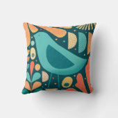 中世紀モダンのインスパイア鳥と離れの クッション (裏面)