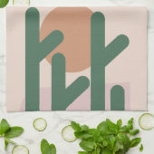 中世紀モダンのサボテンの芸術パタ自然ーン キッチンタオル (折り畳み)