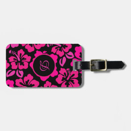 中世紀モダンのハイビスカス熱帯花パターン ラゲッジタグ