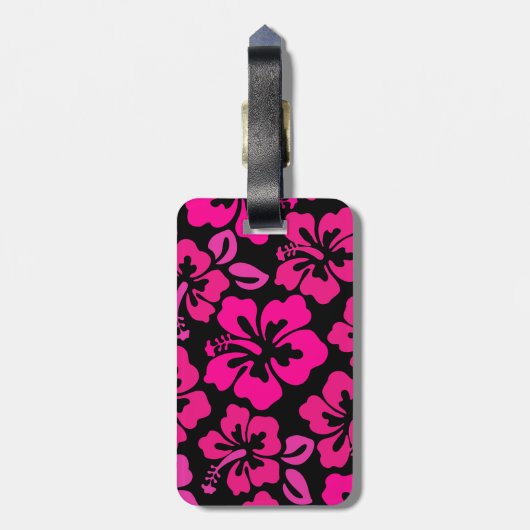 中世紀モダンのハイビスカス熱帯花パターン ラゲッジタグ (裏面縦)