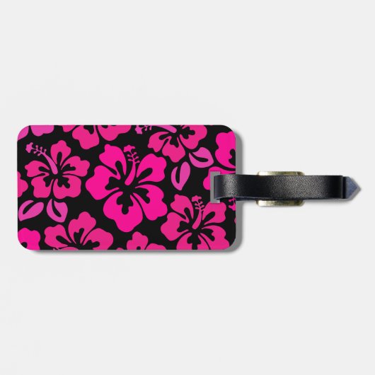 中世紀モダンのハイビスカス熱帯花パターン ラゲッジタグ (裏面横)
