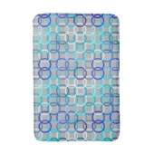 中世紀モダンの円、灰色、青、白 バスマット (正面縦)