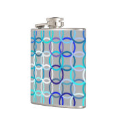 中世紀モダンの円、灰色、青、白 フラスク (左)