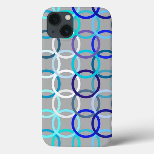 中世紀モダンの円、灰色、青、白 Case-Mate iPhoneケース (裏面)