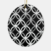 中世紀モダンの円、黒、白、灰色 セラミックオーナメント (左)