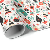 中世紀モダンの原子モダン的クリスマス ラッピングペーパー (ロールコーナー)