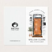 中世紀モダンの木製ドアの写真とサービス 名刺 (外部フラット)