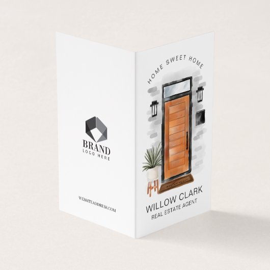 中世紀モダンの木製ドアの写真とサービス 名刺 (外部)