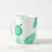 中世紀モダンの熱帯葉の緑の夏 コーヒーマグカップ (正面左)