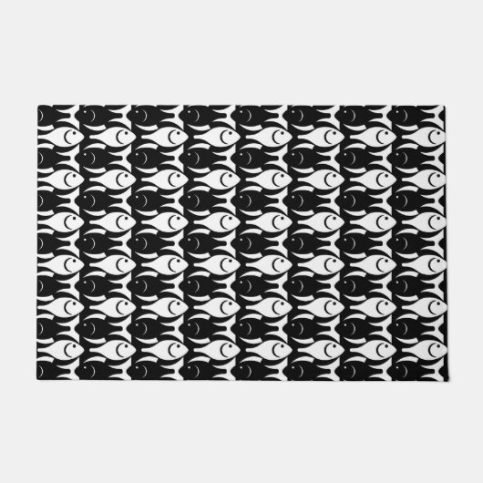 中世紀モダンの魚 ドアマット (正面)