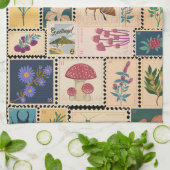 中世紀モダンは動物と植物印 キッチンタオル (折り畳み)