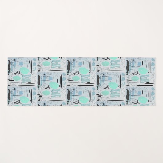 中世紀モダンフローラ抽象芸術湖シーナリーヨ ヨガマット (正面(横))